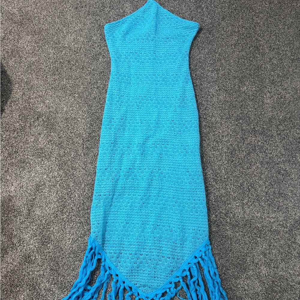 SHEIN Blue Crochet Midi Dress